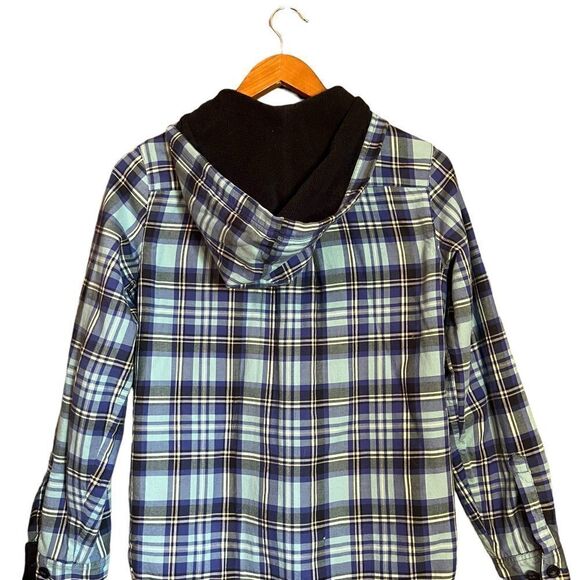 L.L. Bean blue plaid fleece lined shirt. Size xxs - Picture 6 of 10